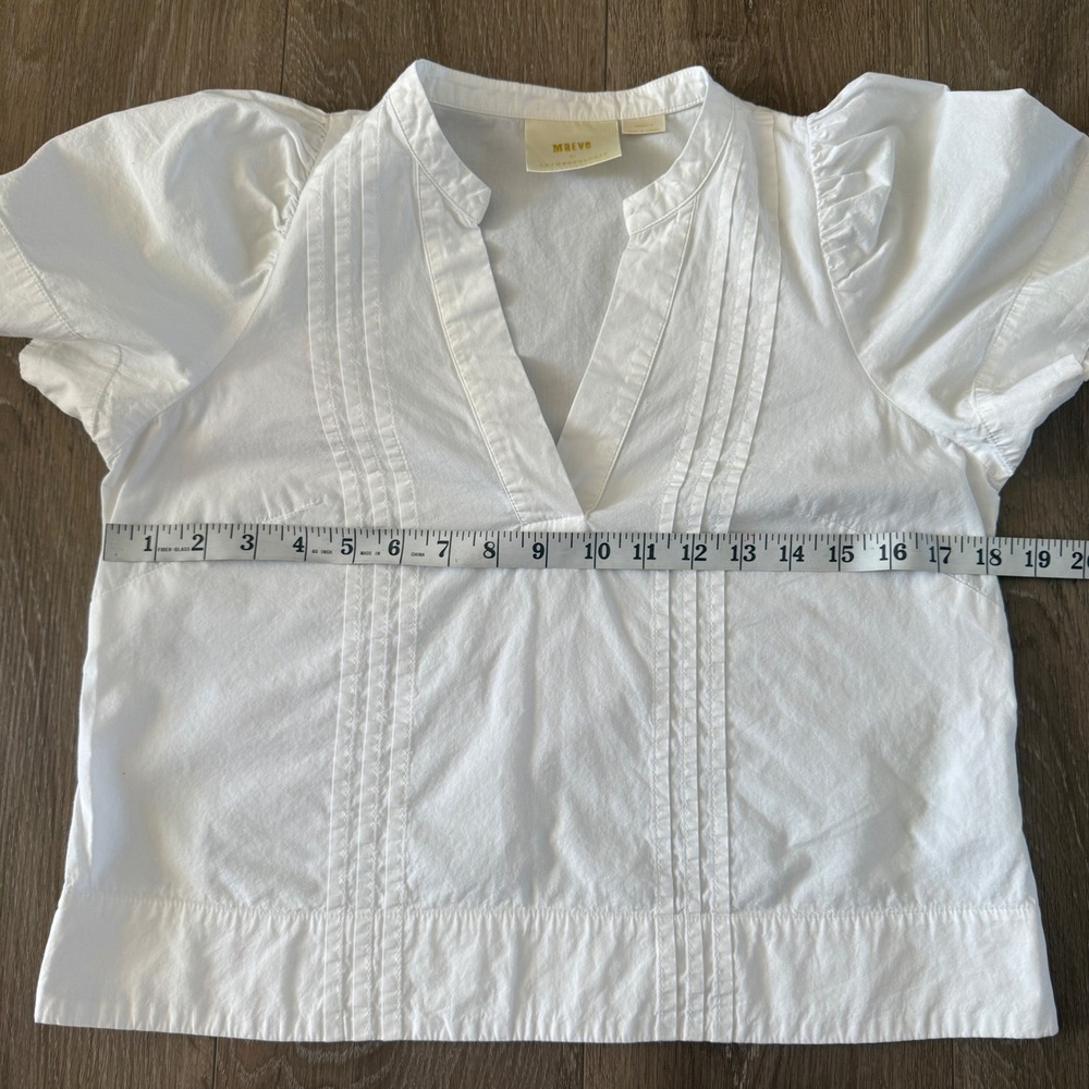 Maeve Anthropologie White Pintuck Puff Sleeve Cotton Blouse Top XS Petite - Picture 5 of 7